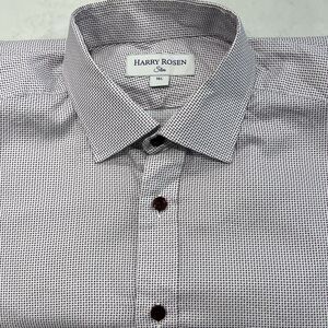 Harry Rosen Signature Slim 16L Long Sleeve Button Up Dress Shirt Micro Dot